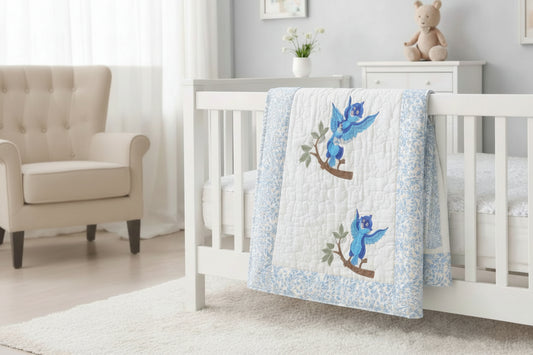 Blue Owl - Sky Blue Floral Border - ChapaSsyahii