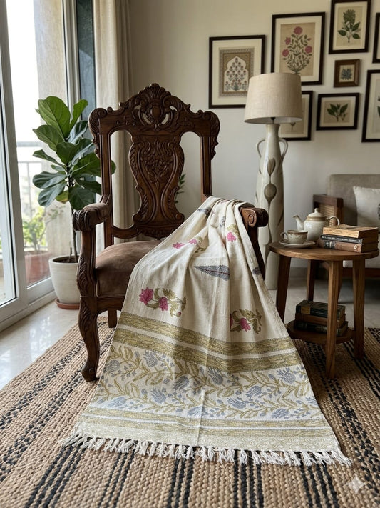 Ivory Bloom Throw