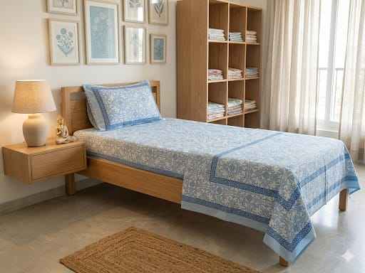 Neel Tara Jaal Single Bedsheet – 100% Cotton | 240 TC