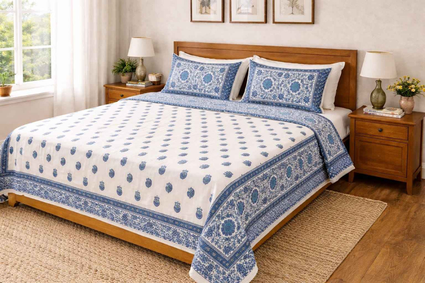 Blue Floral Buti Border
