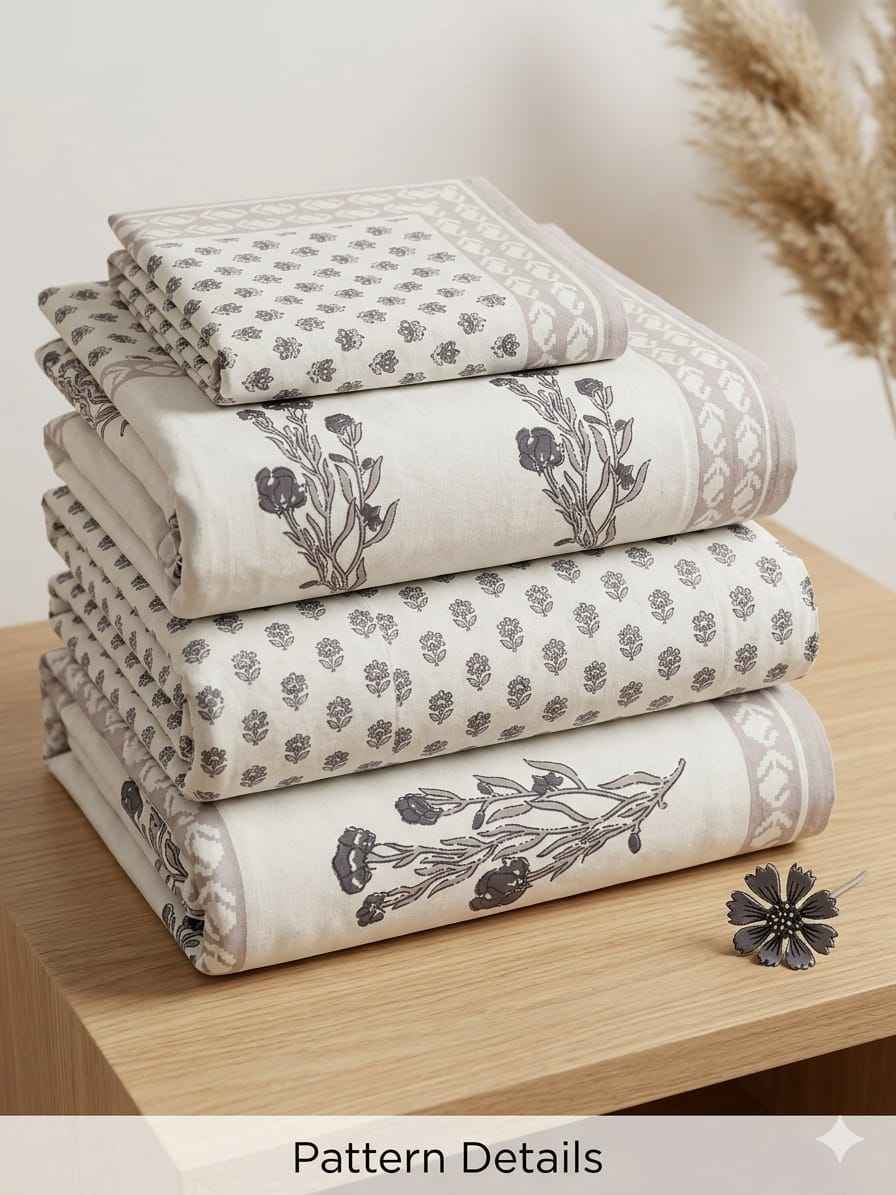 Grey Floral Buti