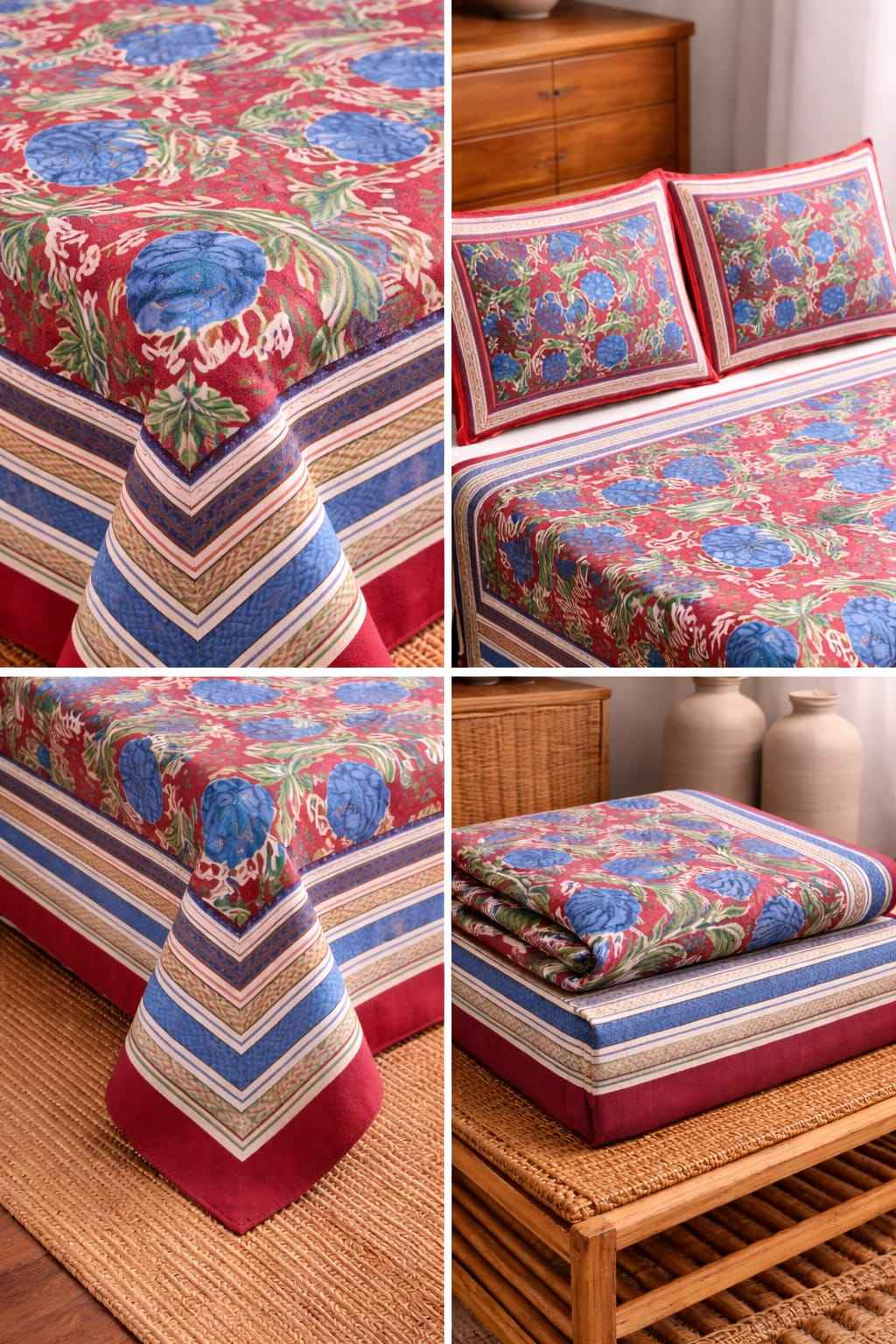 Blue & Red Floral