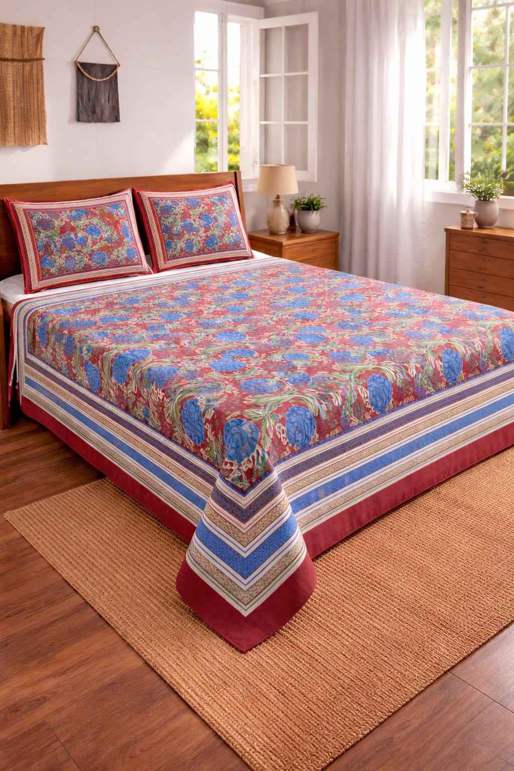 Blue & Red Floral