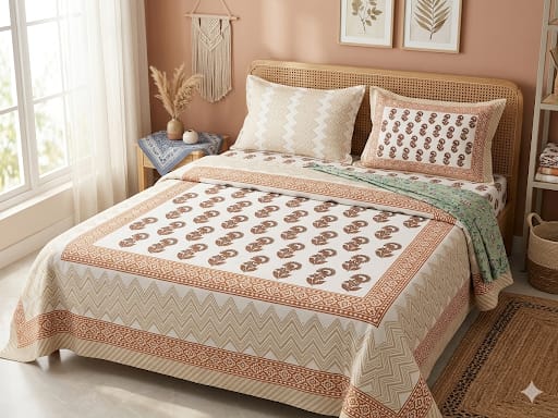 Rust Chevron Folk – Rust, Cream & Green