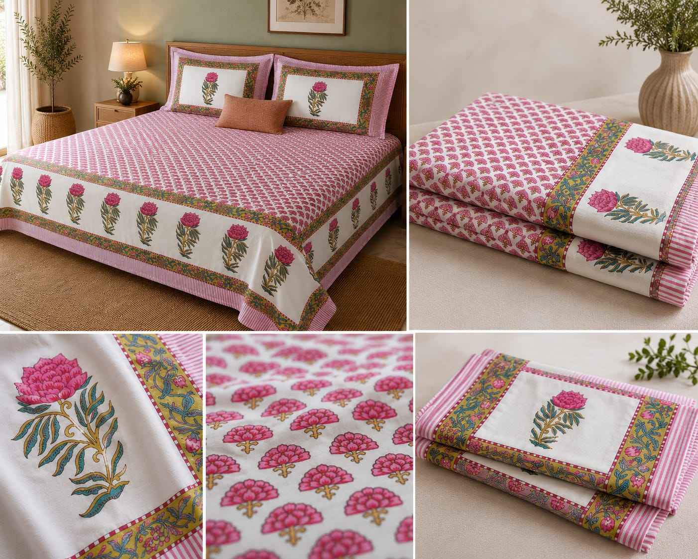 Rose Garden Bloom – Soft White, Blush Pink & Olive Green