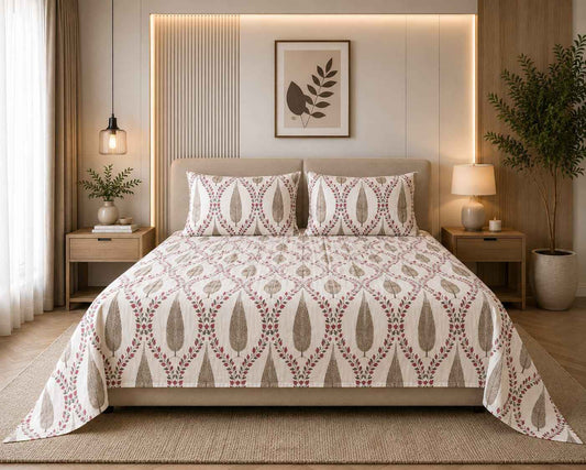 Leaf Vine Elegance – Ivory, Taupe & Rose Pink