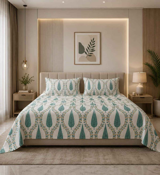 Sage Leaf Elegance – Cream, Sage Teal & Soft Gold