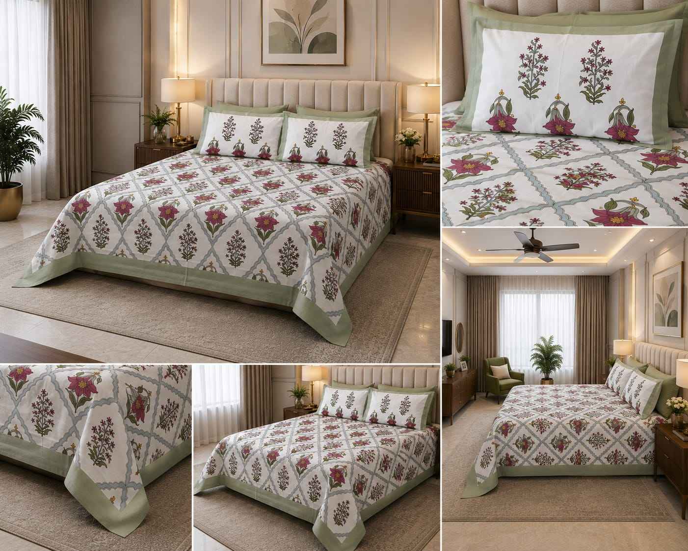 Mughal Meadow – Soft Grey, Rose Pink & Sage Green