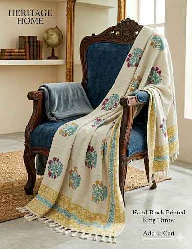 Indigo Ochre Bloom Throw