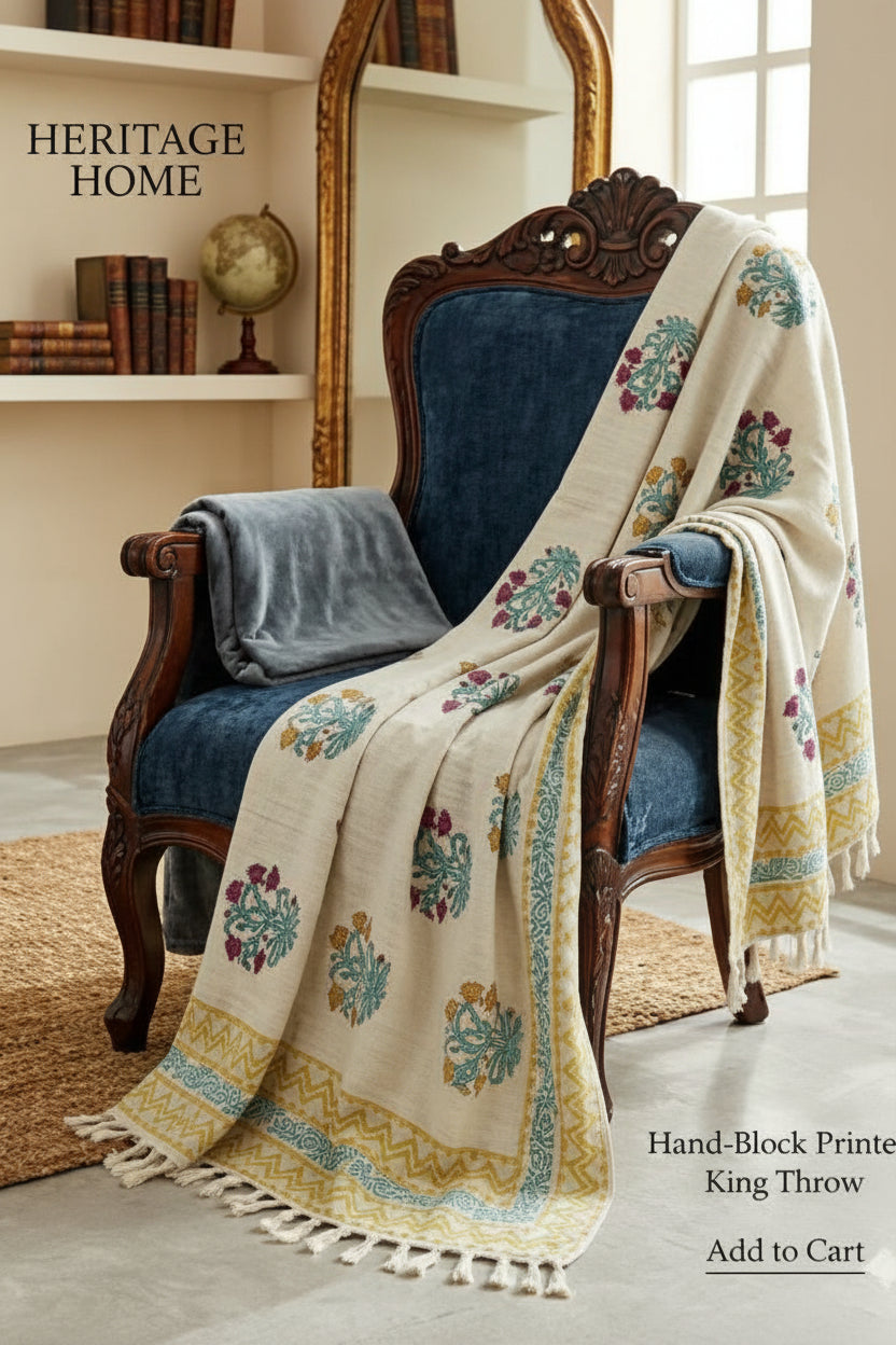 Indigo Ochre Bloom Throw
