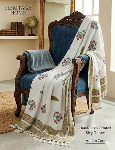 Ivory Scarlet Vine Throw