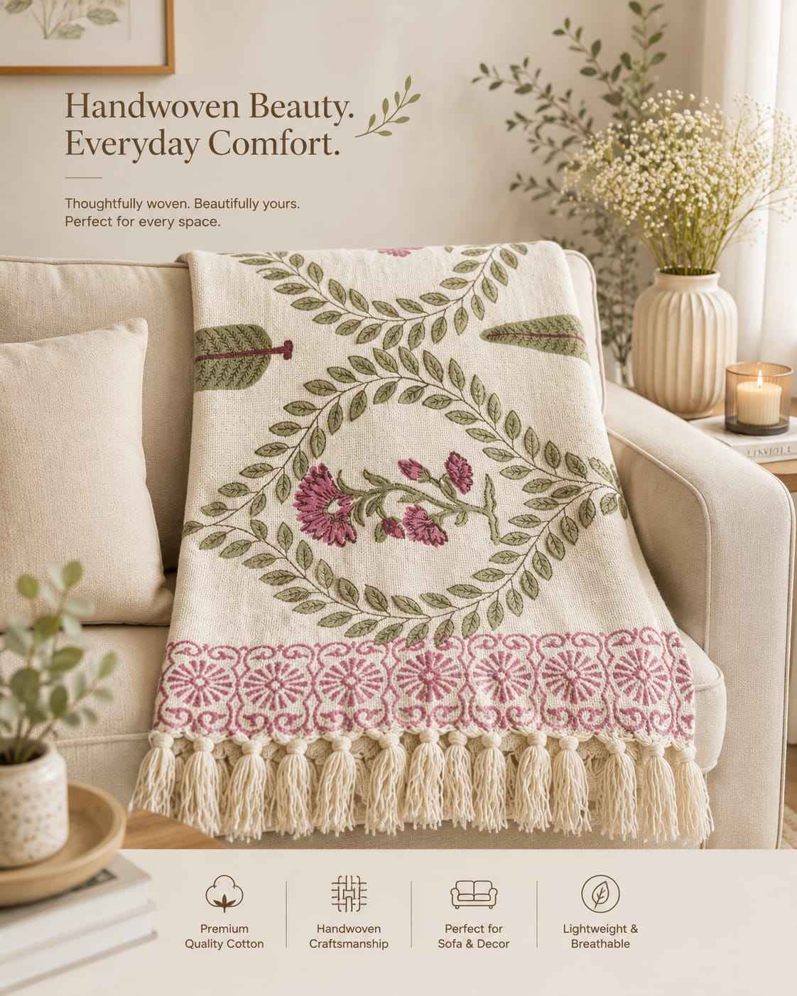 Mughal Garden Wreath Throw
