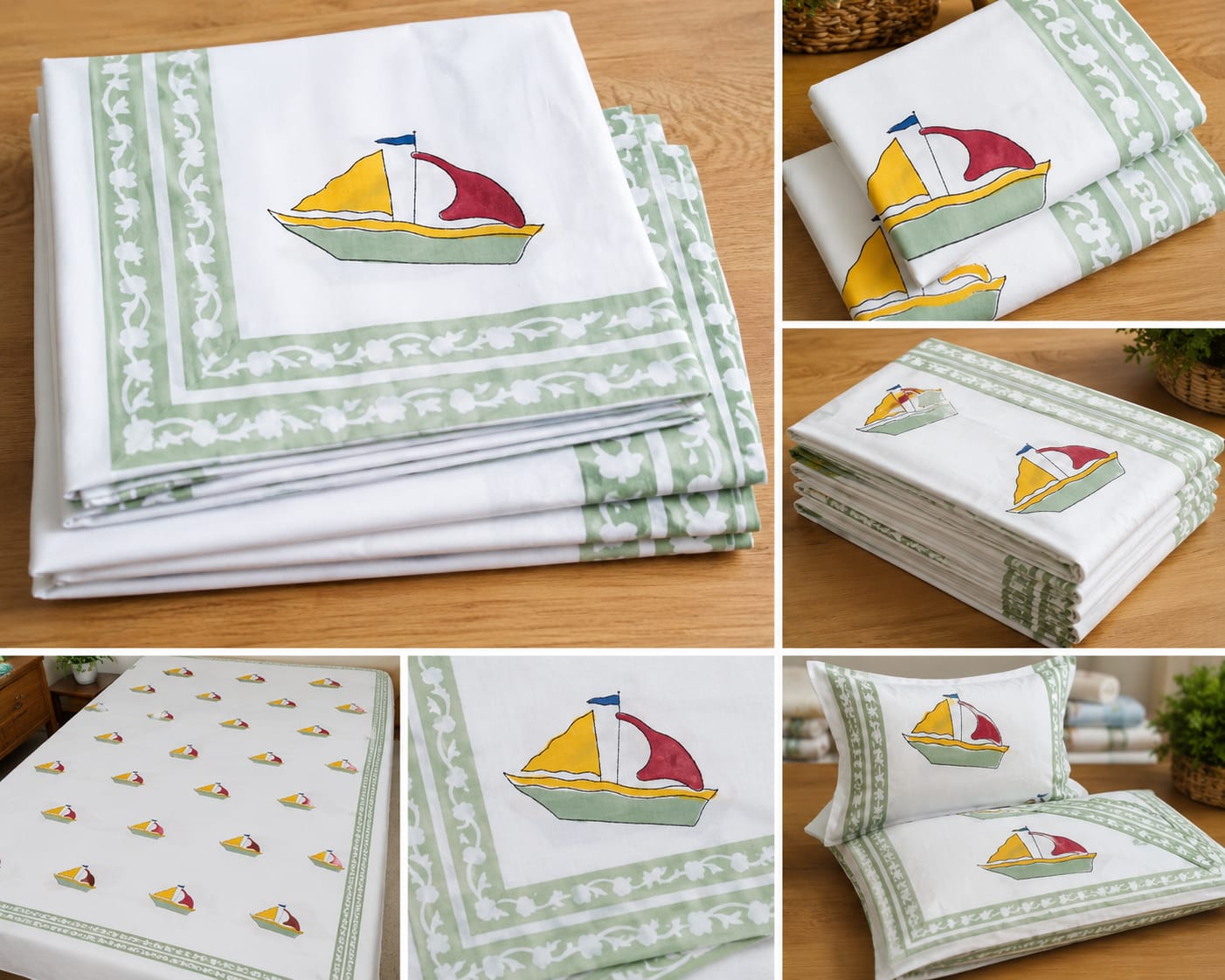 Kids Bedsheet King Size 100% Cotton – Sailboat Print