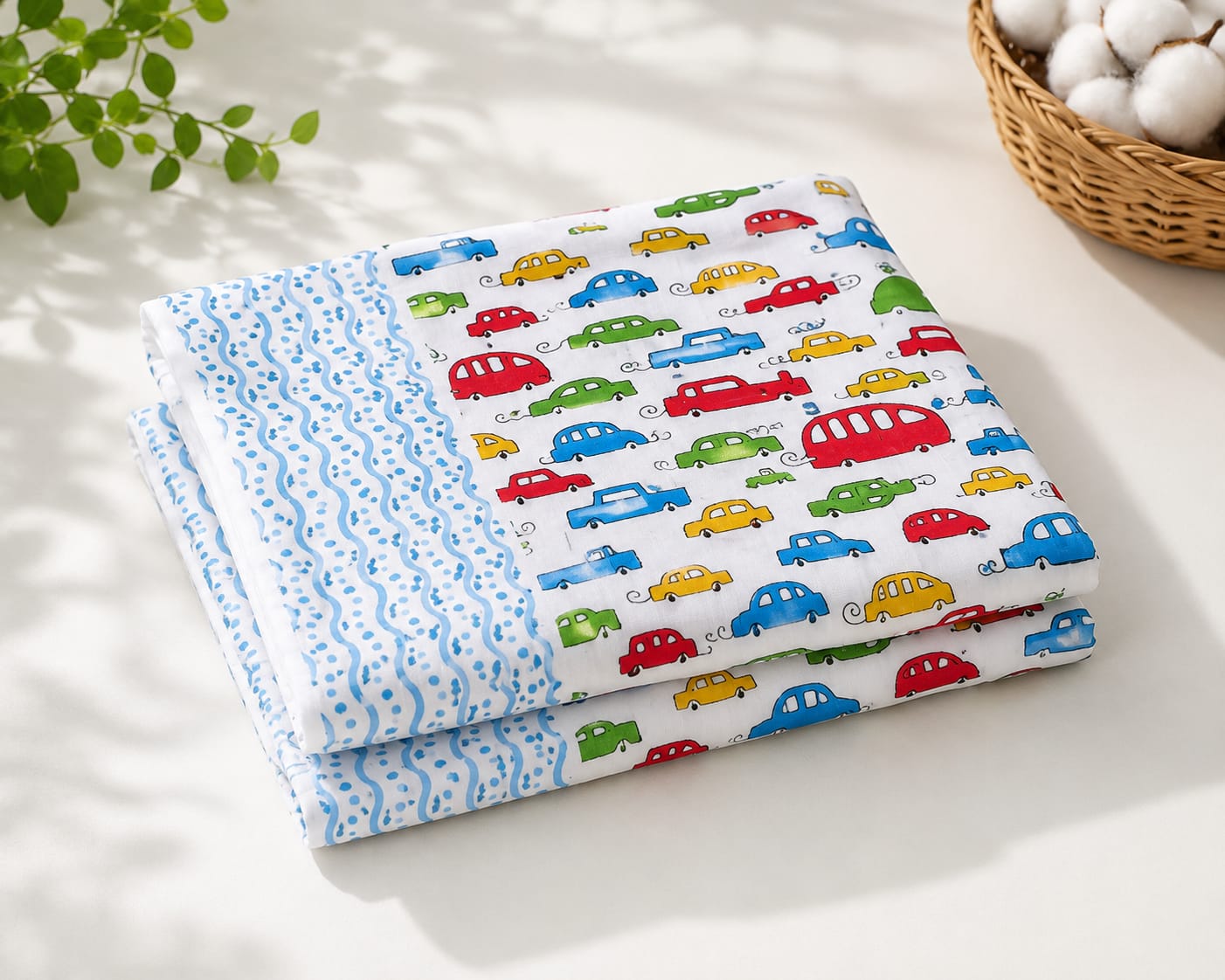 Kids Bedsheet King Size 100% Cotton – Colorful Car Print