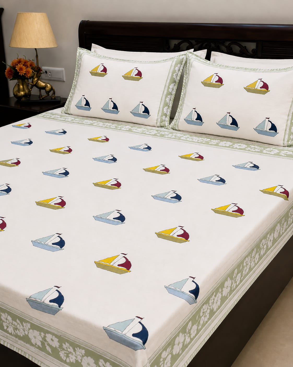 Kids Bedsheet King Size 100% Cotton – Sailboat Print