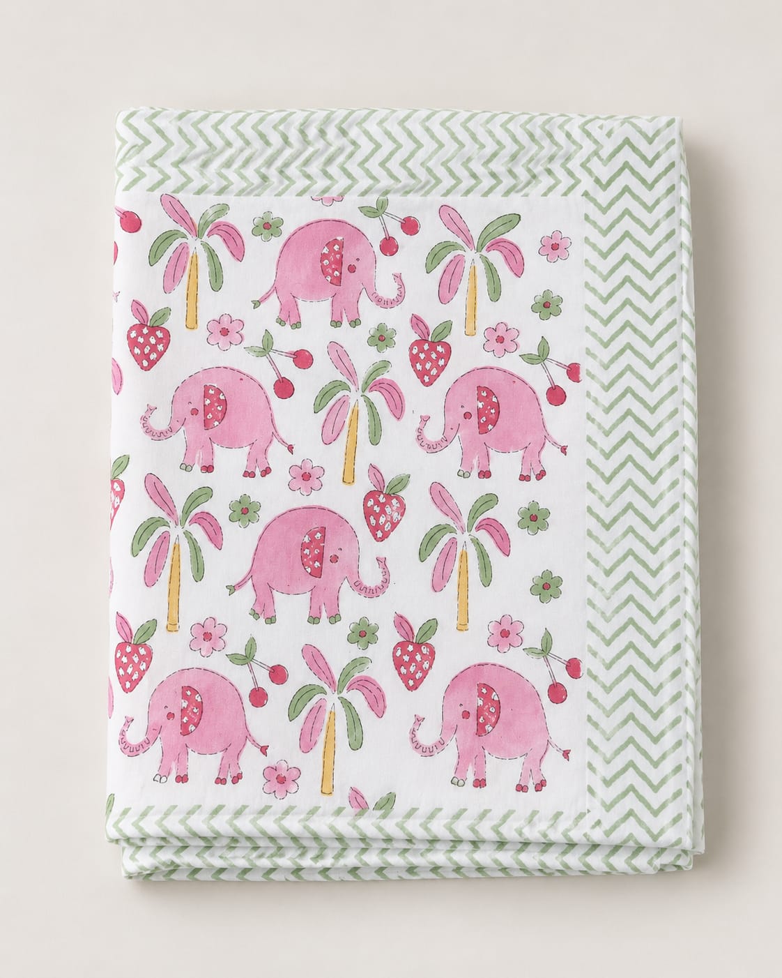 Kids Bedsheet King Size 100% Cotton – Pink Elephant Print