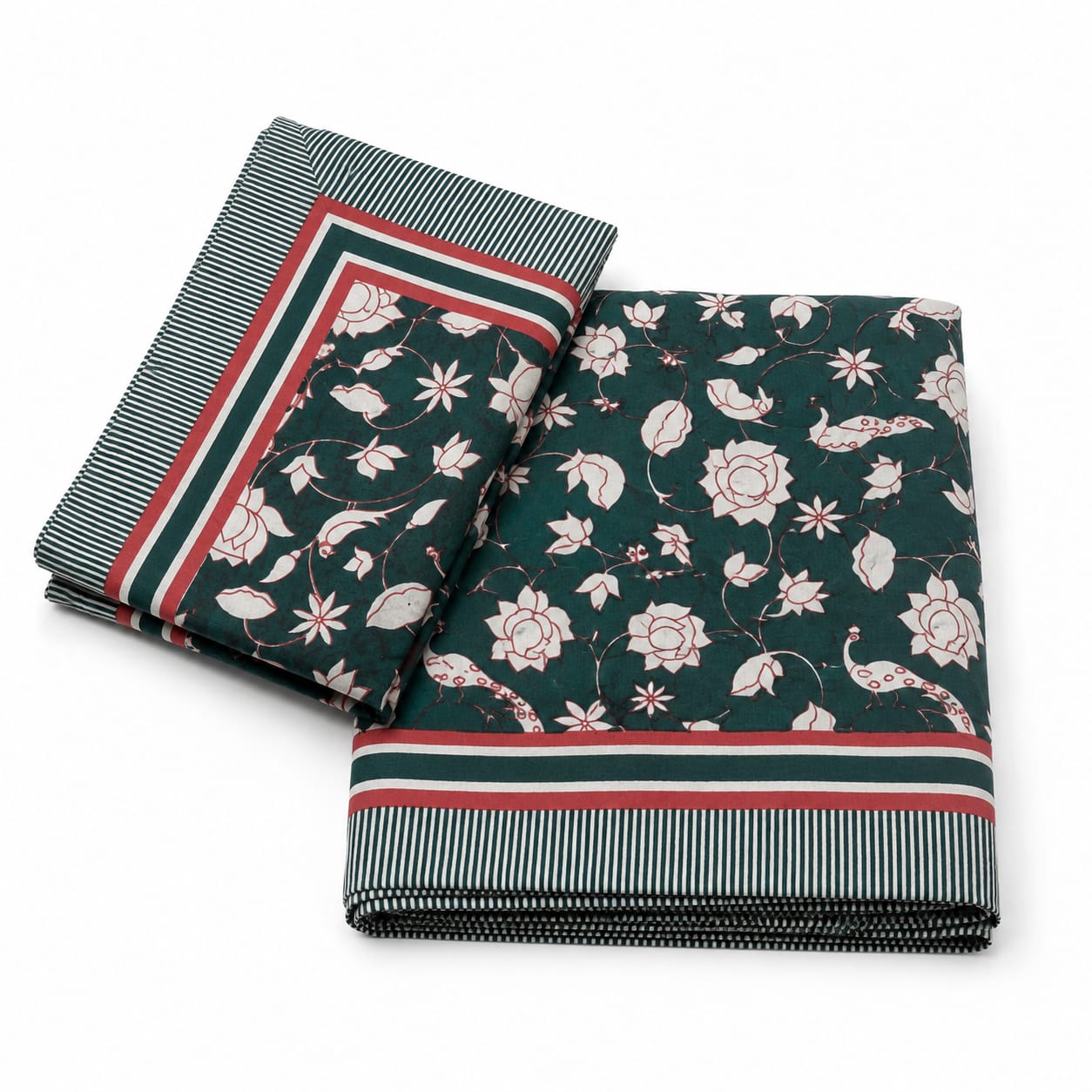 Teal Green Floral Cotton King Size Bedsheet Set with 2 Pillow Covers | 100% Cotton | 225x275 cm | ChapaSSyahii