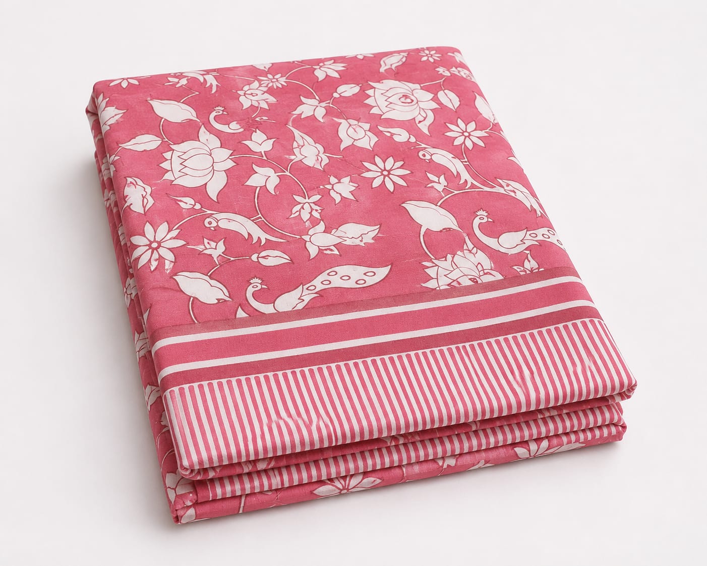 Pink Floral Cotton King Size Bedsheet Set with 2 Pillow Covers | 100% Cotton | 225x275 cm | ChapaSSyahii