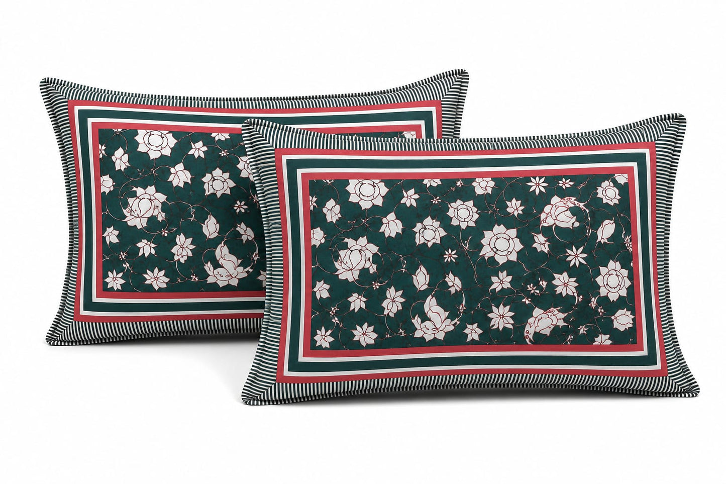 Teal Green Floral Cotton King Size Bedsheet Set with 2 Pillow Covers | 100% Cotton | 225x275 cm | ChapaSSyahii