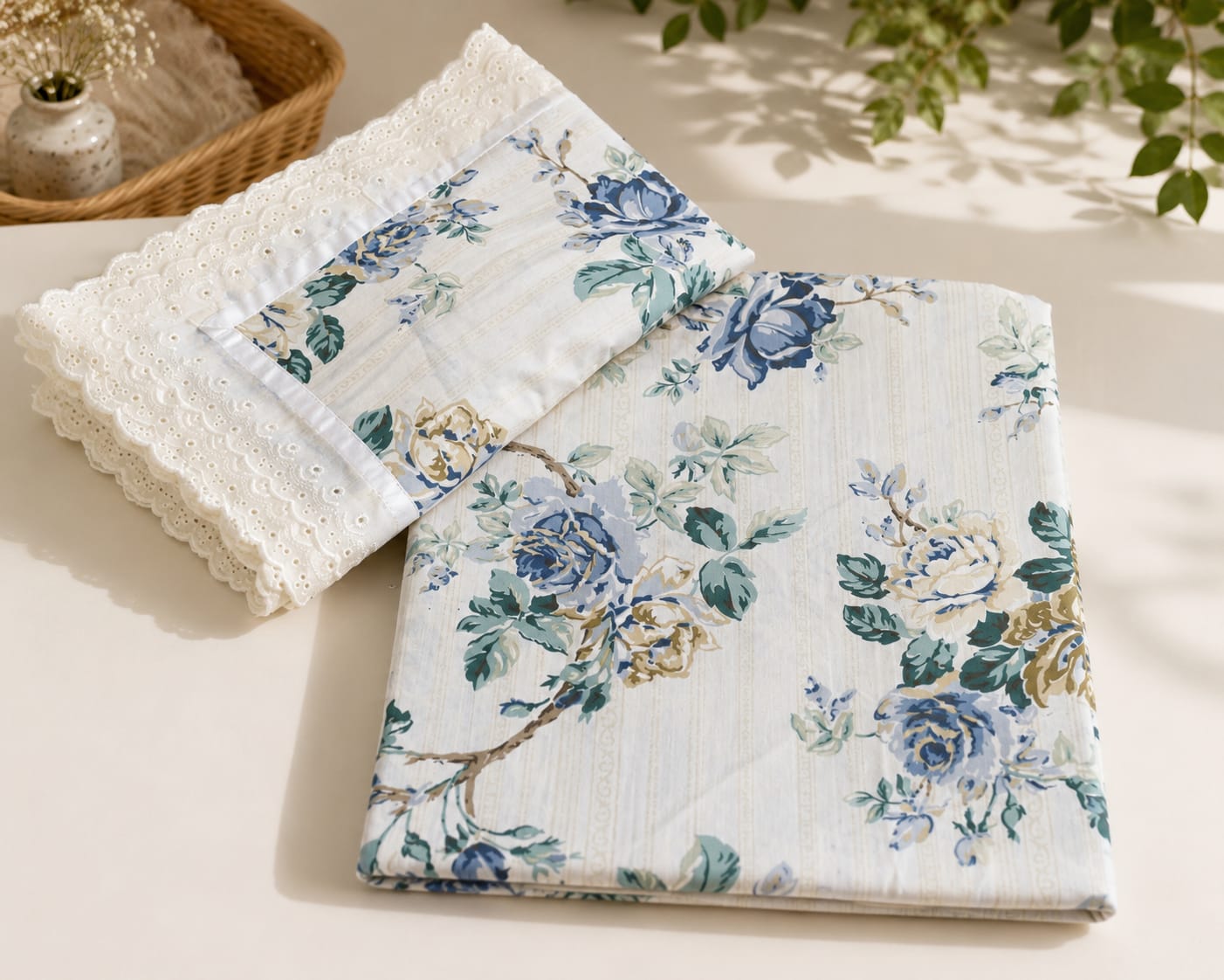 Oxford Blue Chintz - Cotton King Size Bedsheet - ChapaSSyahii