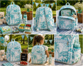 Teal Safari Handblock Printed Quilted Cotton Kids Backpack