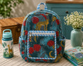 Charcoal Jungle Handblock Printed Quilted Cotton Kids Backpack