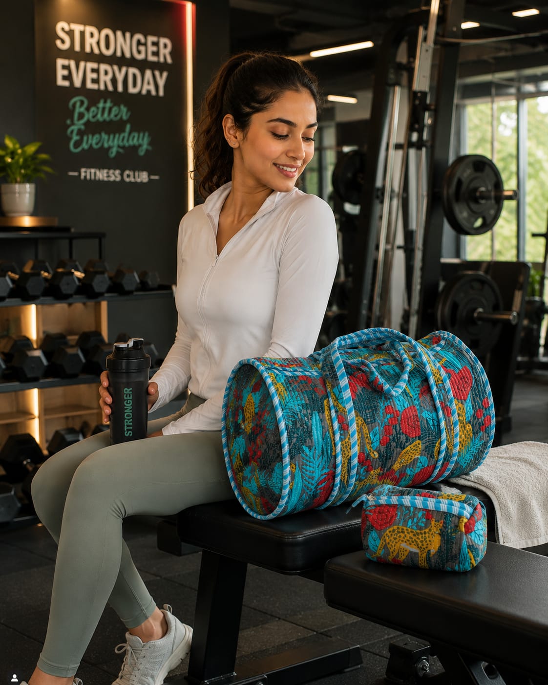 Midnight Jungle Quilted Duffle Bag Set