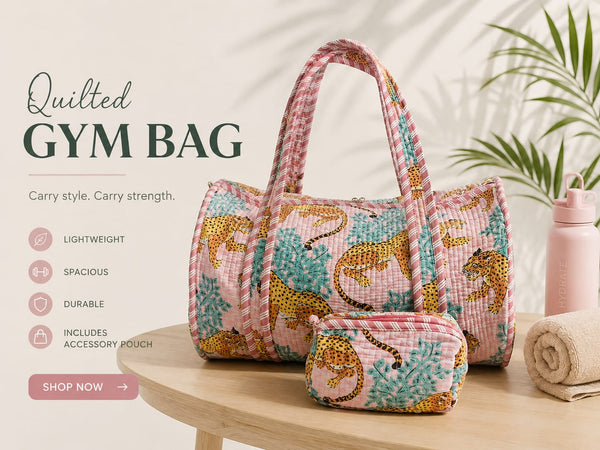 Blush Tiger Quilted Duffle Bag Set