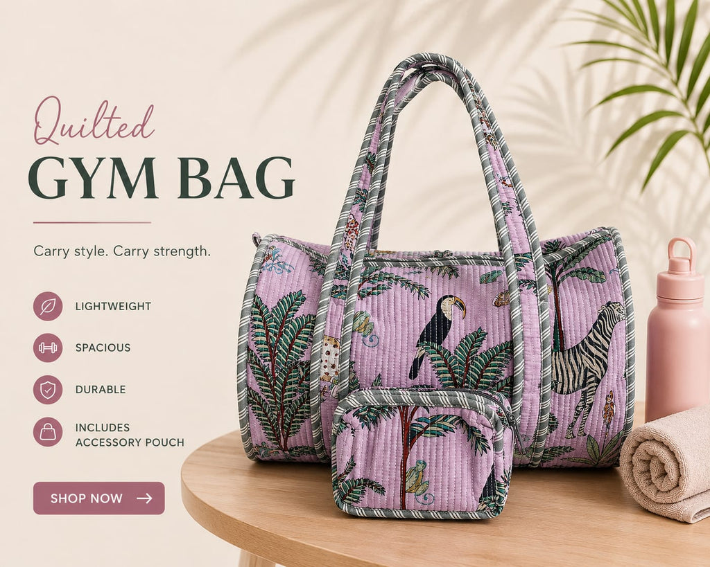Lilac Safari Quilted Duffle Bag Set