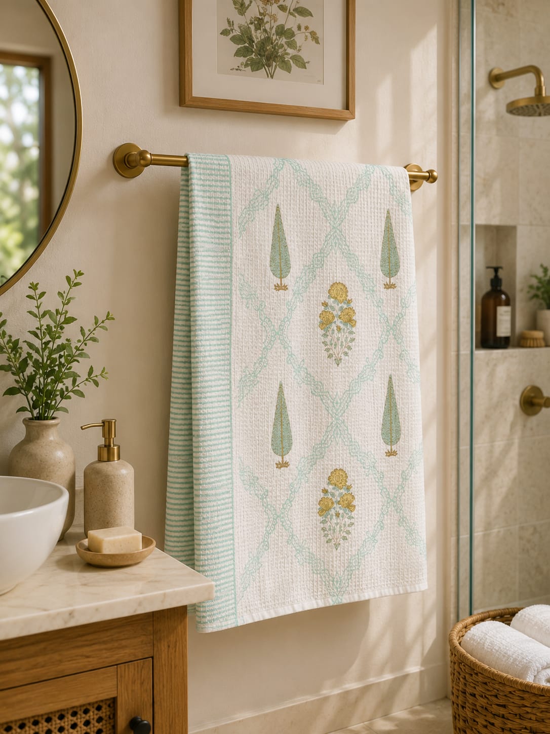 Aqua Lattice Waffle Towel - Bath Towels - ChapaSsyahii