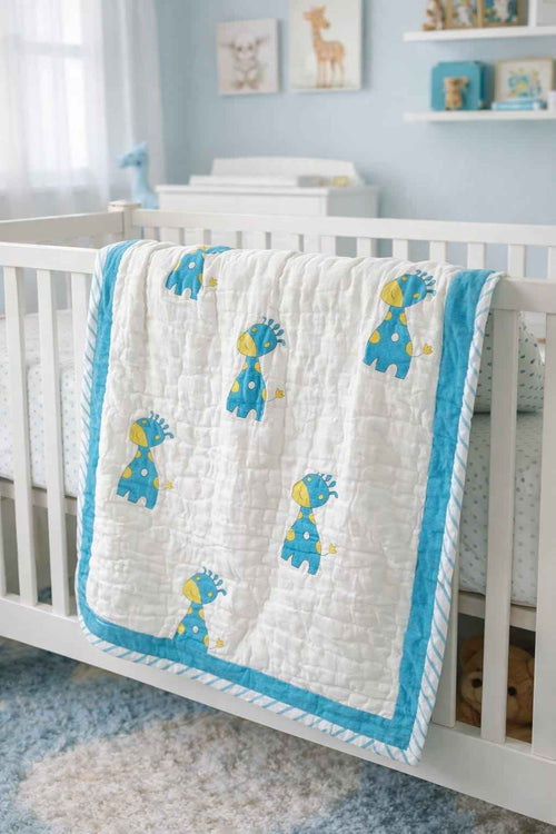 Blue Dinosaur (Aqua Striped Border) - Comforters - ChapaSsyahii