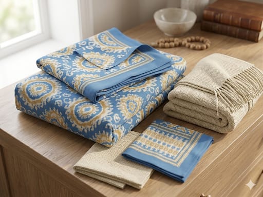 Blue Medallion Ikkat Bedsheet - Bedsheet - ChapaSsyahii