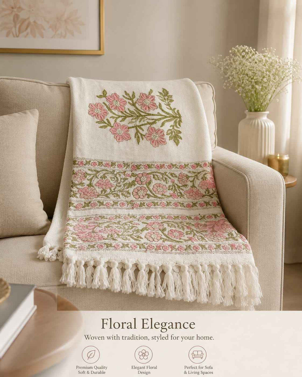 Blush Meadow Throw - Sofa Throw - ChapaSsyahii