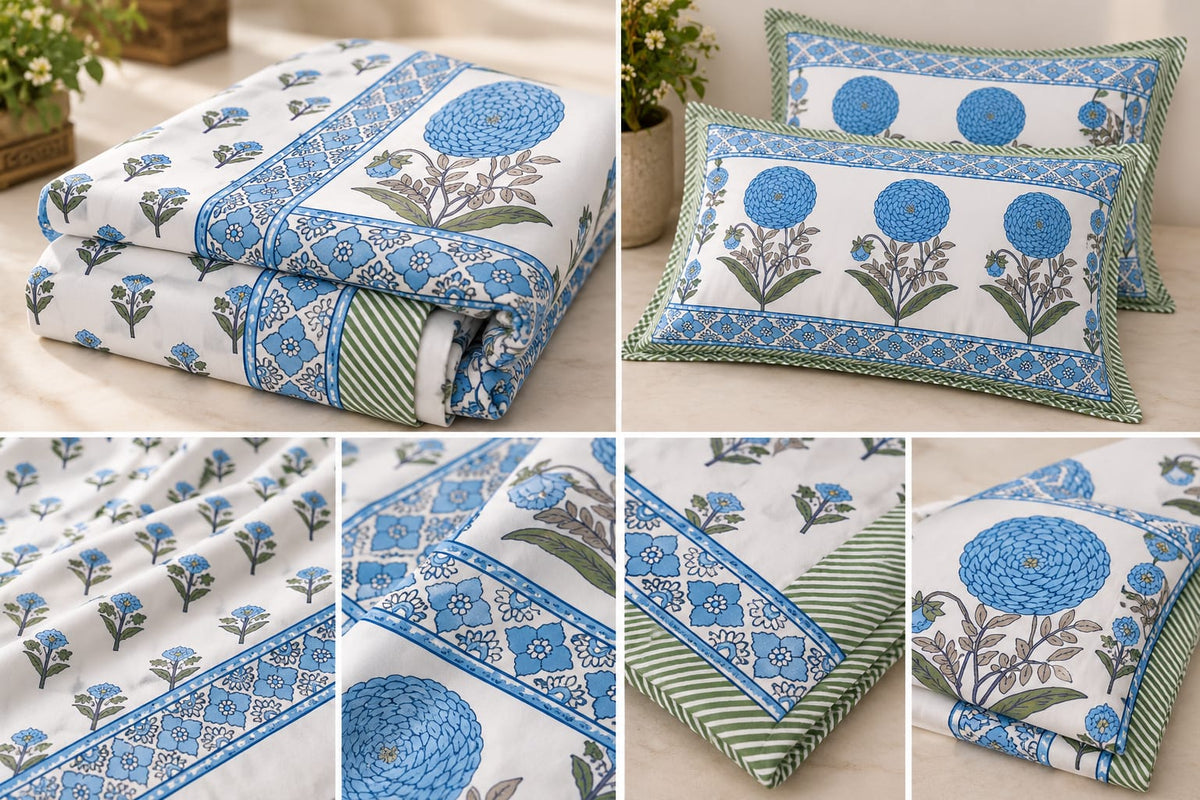 Neel Genda Heritage Border 210 TC Cotton Bedsheet by ChapaSSyahii