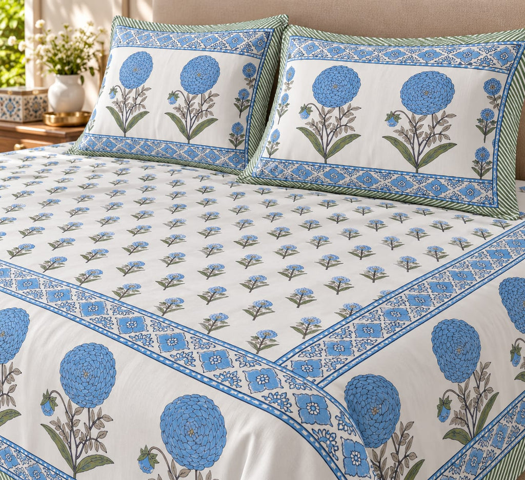Neel Genda Heritage Border 210 TC Cotton Bedsheet by ChapaSSyahii