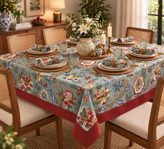 Teal Jacobean Bloom - Table Cover - ChapaSsyahii