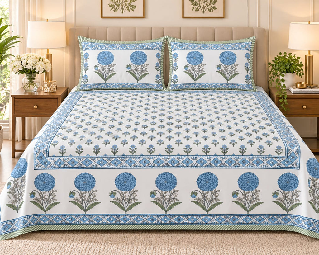 Neel Genda Heritage Border 210 TC Cotton Bedsheet by ChapaSSyahii