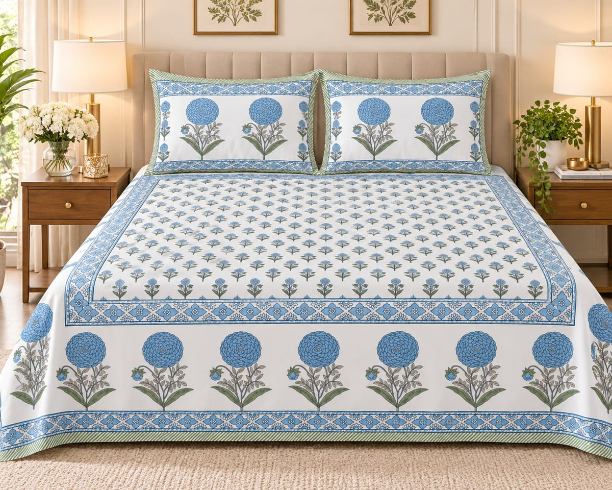 Neel Genda Heritage Border 210 TC Cotton Bedsheet by ChapaSSyahii