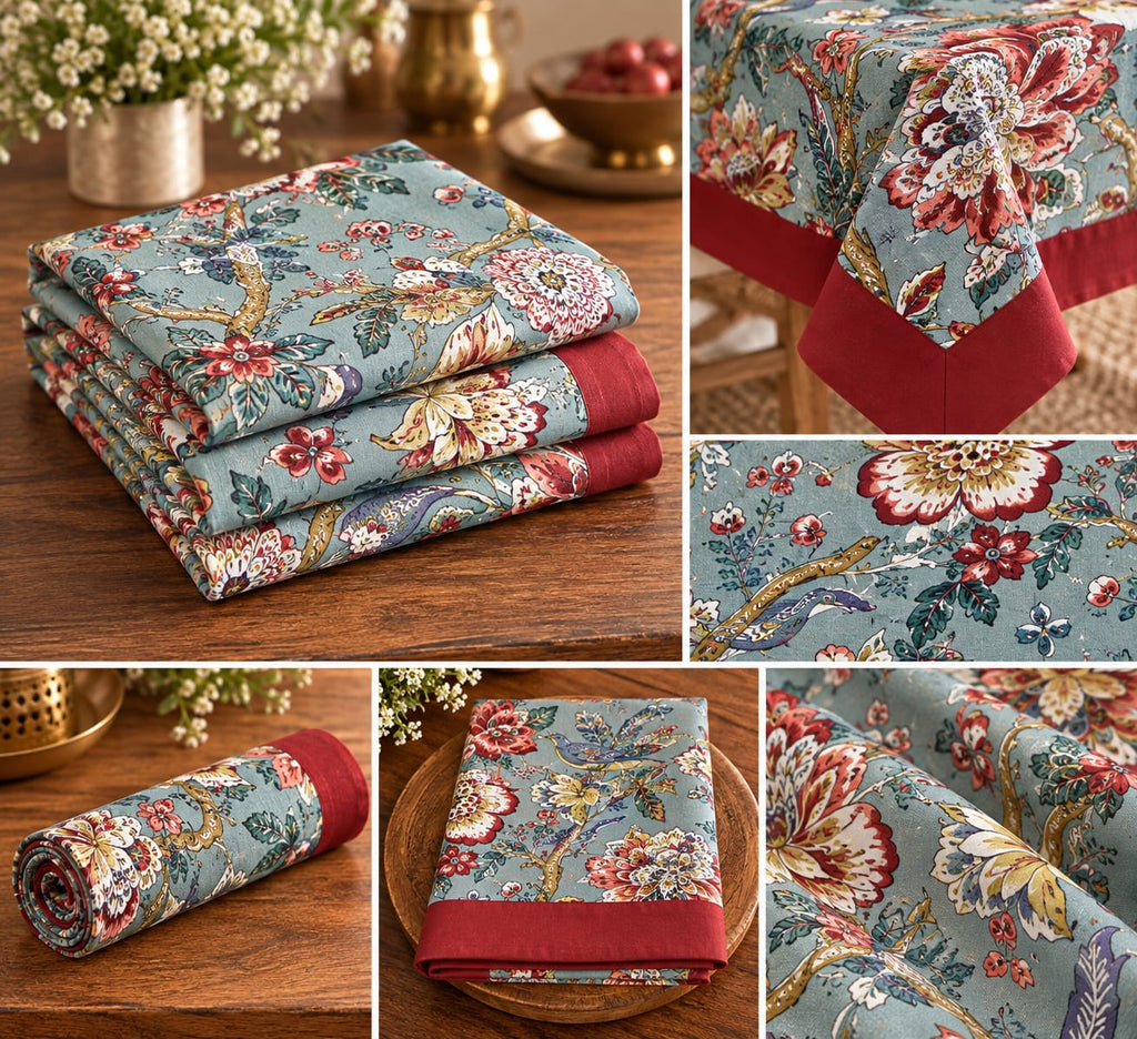 Teal Jacobean Bloom - Table Cover - ChapaSsyahii