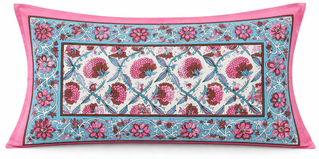 Pink Aqua Carnation Trellis pillow cover