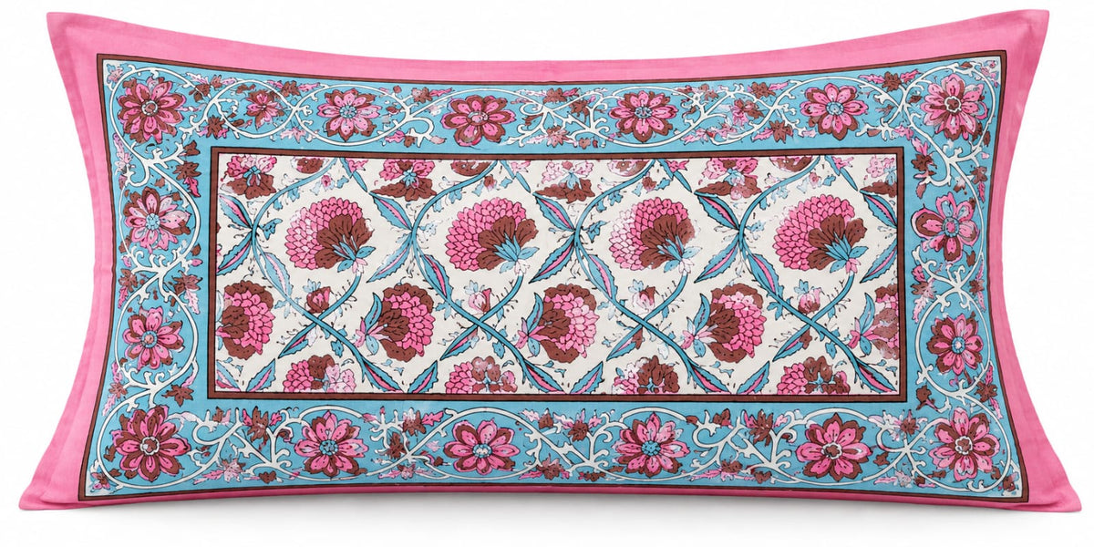 Pink Aqua Carnation Trellis pillow cover