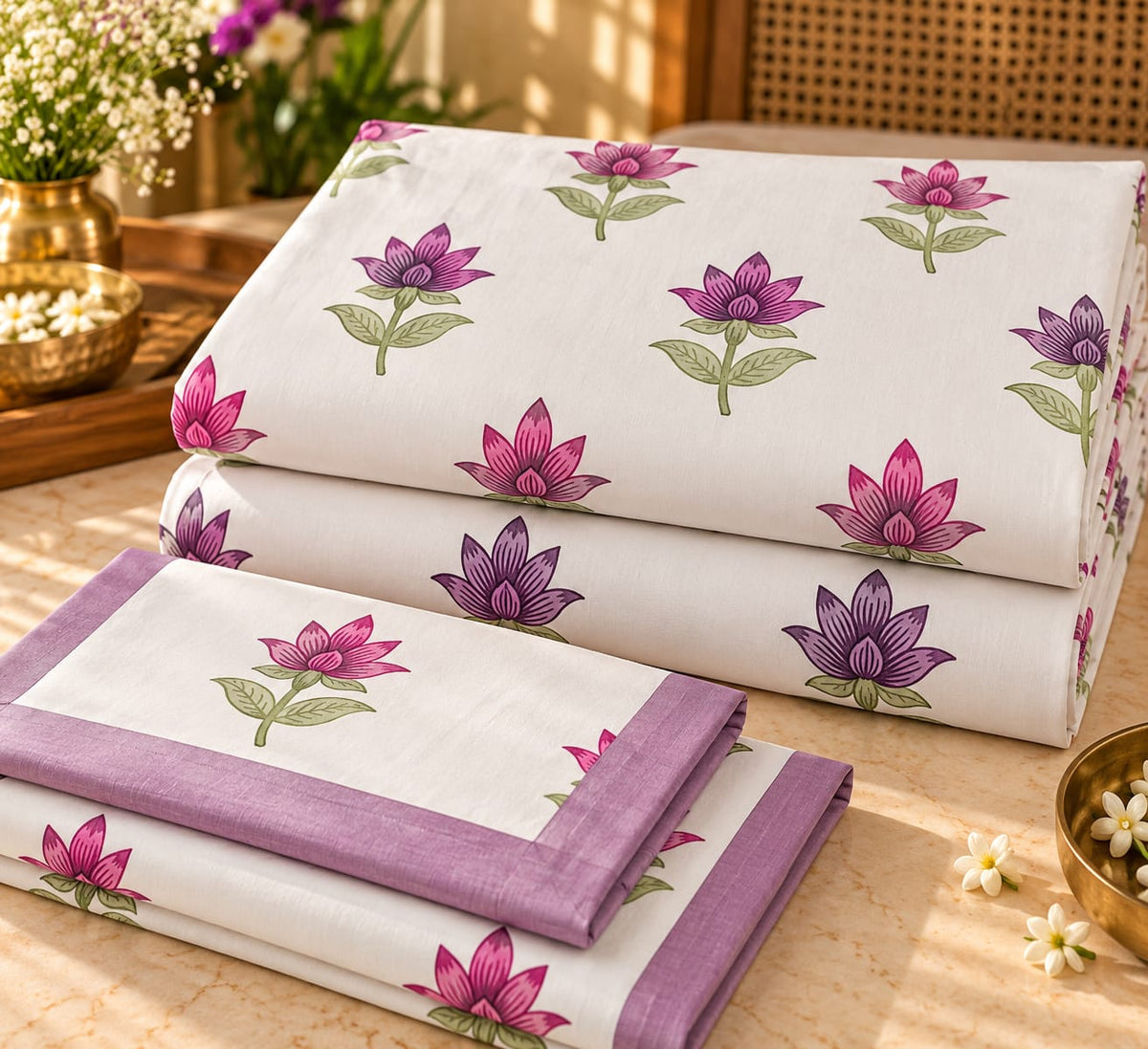 Gulabi Kamal Buti 210 TC Cotton Bedsheet by ChapaSSyahii