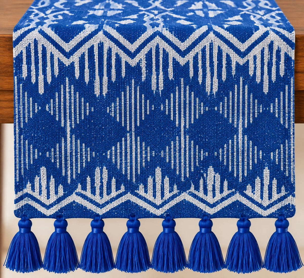 Indigo Shibori Ikat Hand Block Jute Table Runner - Table Runner - ChapaSsyahii