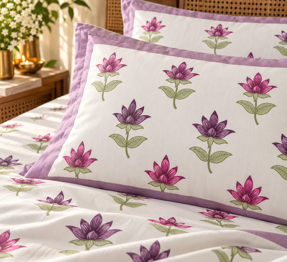 Gulabi Kamal Buti 210 TC Cotton Bedsheet by ChapaSSyahii