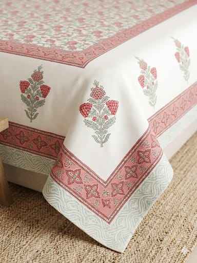 Gulabi Mehar Handblock Jaal King Size Bedsheet - Bedsheet Set - ChapaSsyahii