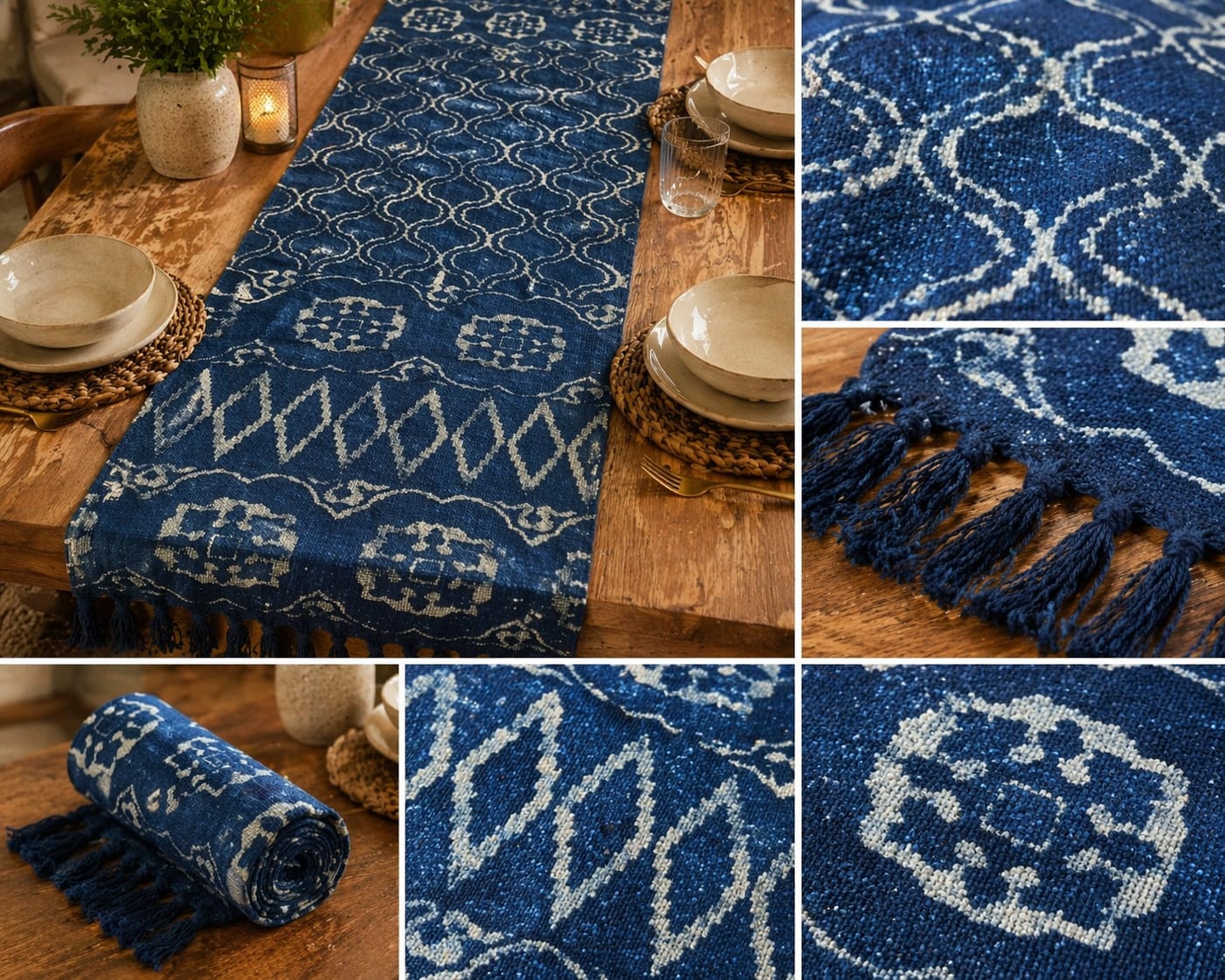 Indigo Boho Ikat - Table Runner - ChapaSsyahii