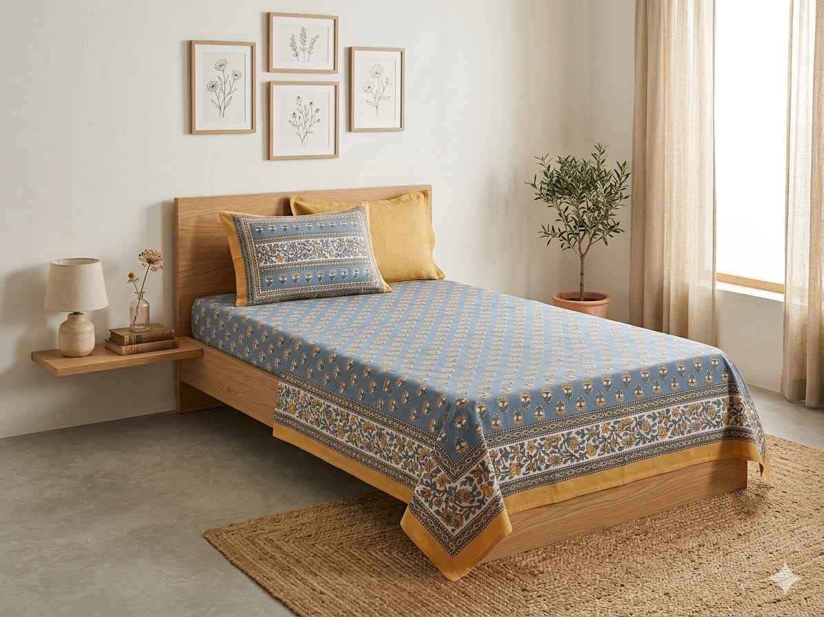 Indigo Kesari Jaal - Single Bedsheet - ChapaSsyahii