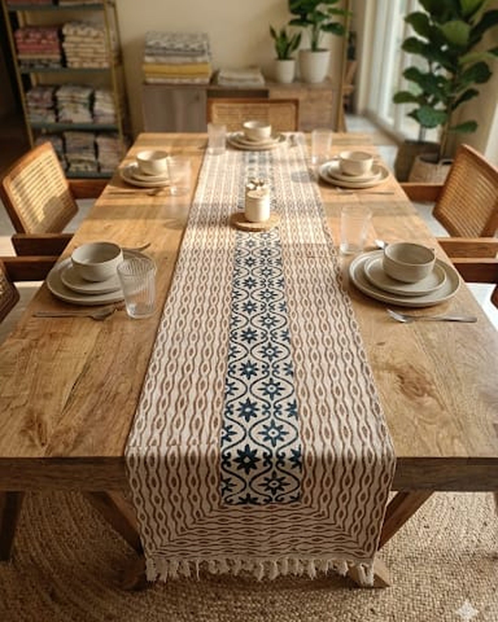 Indigo Vine Stripe - Table Runner - ChapaSsyahii
