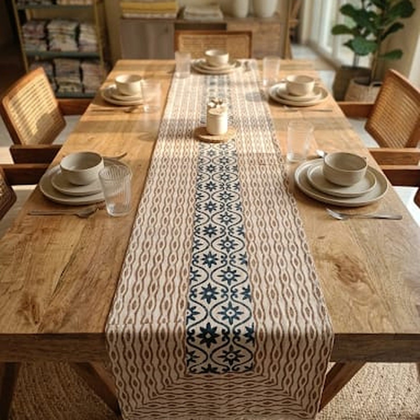 Indigo Vine Stripe - Table Runner - ChapaSsyahii