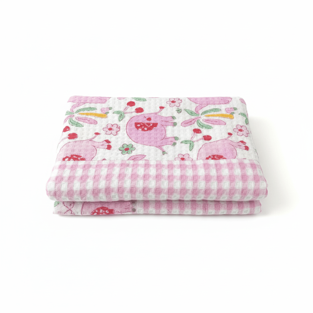 Kids Animal Adventure Cotton Waffle - Pink - Kids Bathrobe - ChapaSsyahii